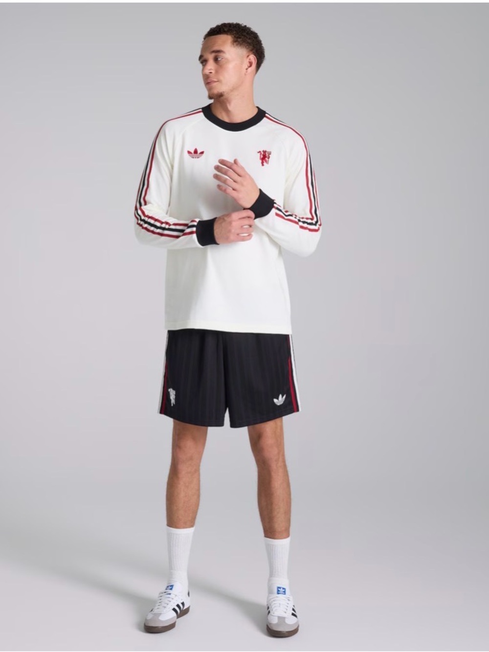 NWT adidas Originals Manchester United Long Sleeve Shirt Off White Size Large